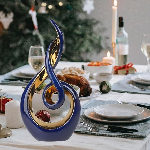 Modern Abstract Art Table Decoration Ceramic Statue Modern Blue Ornaments - Picture 8 of 10